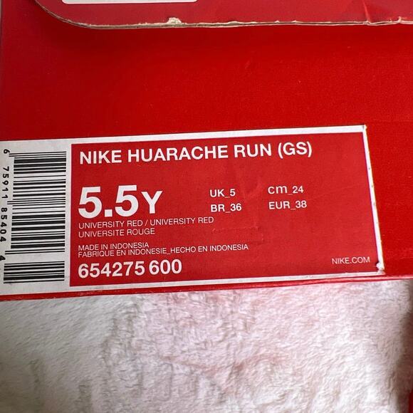 Nike Huarache Run SZ 5.5Y University Red 654275-600 (2B-102) - Picture 7 of 7